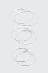 3-pack 14K White Gold Plated Hoop Earrings