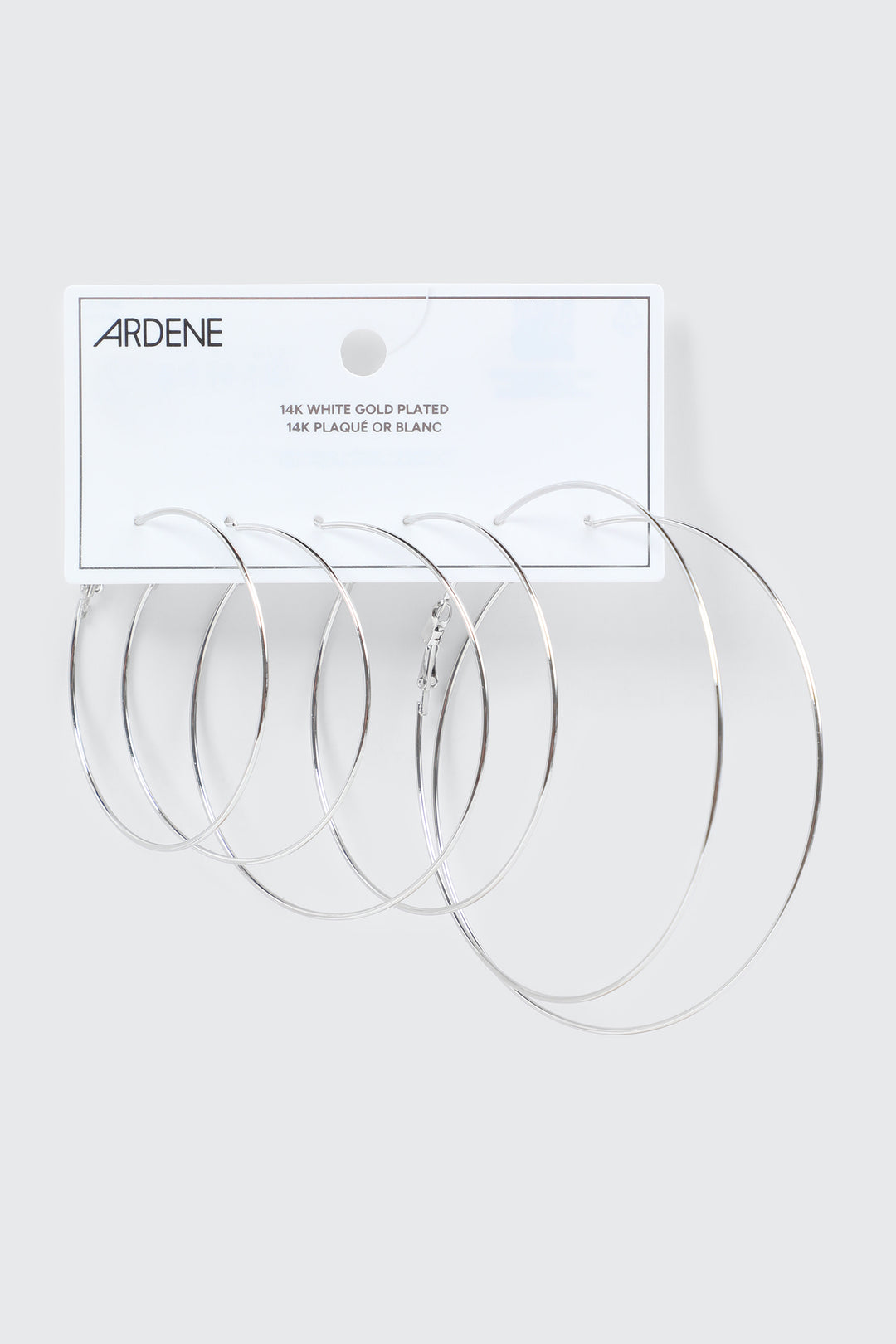 3 paires d'anneaux plaqués or blanc 14K