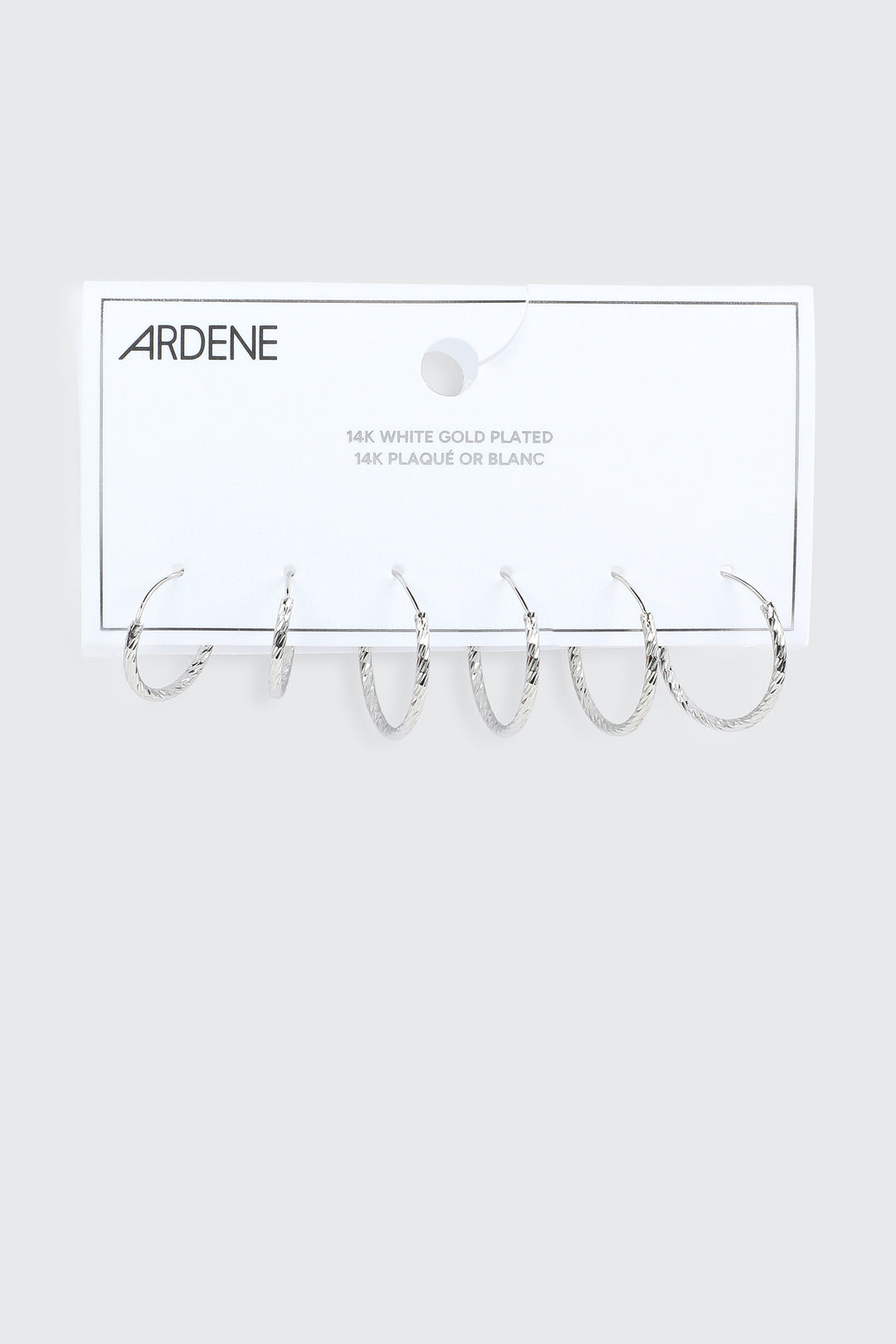 3-Pack 14K White Gold Plated Hoop Earrings