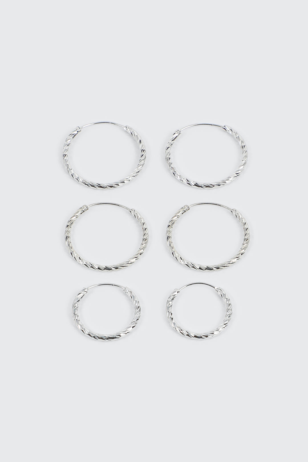 3-Pack 14K White Gold Plated Hoop Earrings