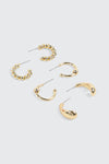 3-Pack 14K Gold Plated Hoop Earrings