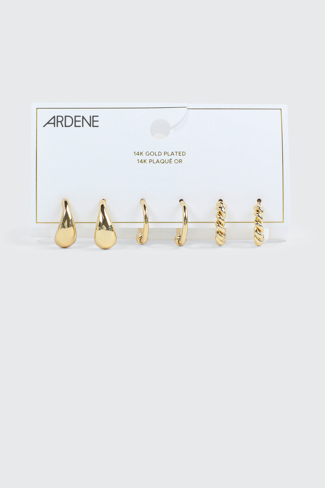 3-Pack 14K Gold Plated Hoop Earrings