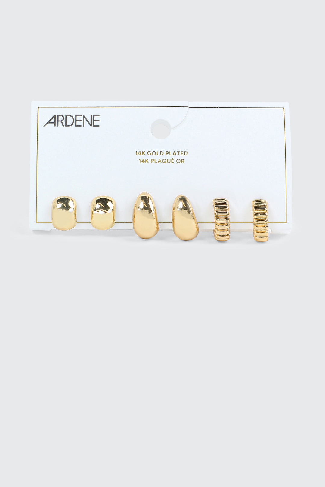 3-Pack 14K Gold Plated Hoop Earrings