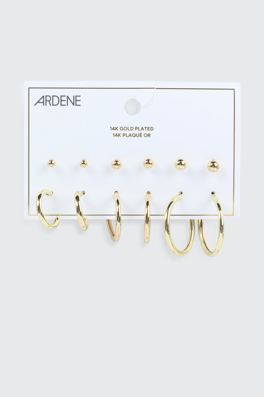 6 paires de boucles d'oreilles plaquées or 14K