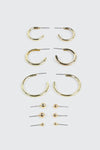 6-Pack 14K Gold Plated Hoop & Stud Earrings