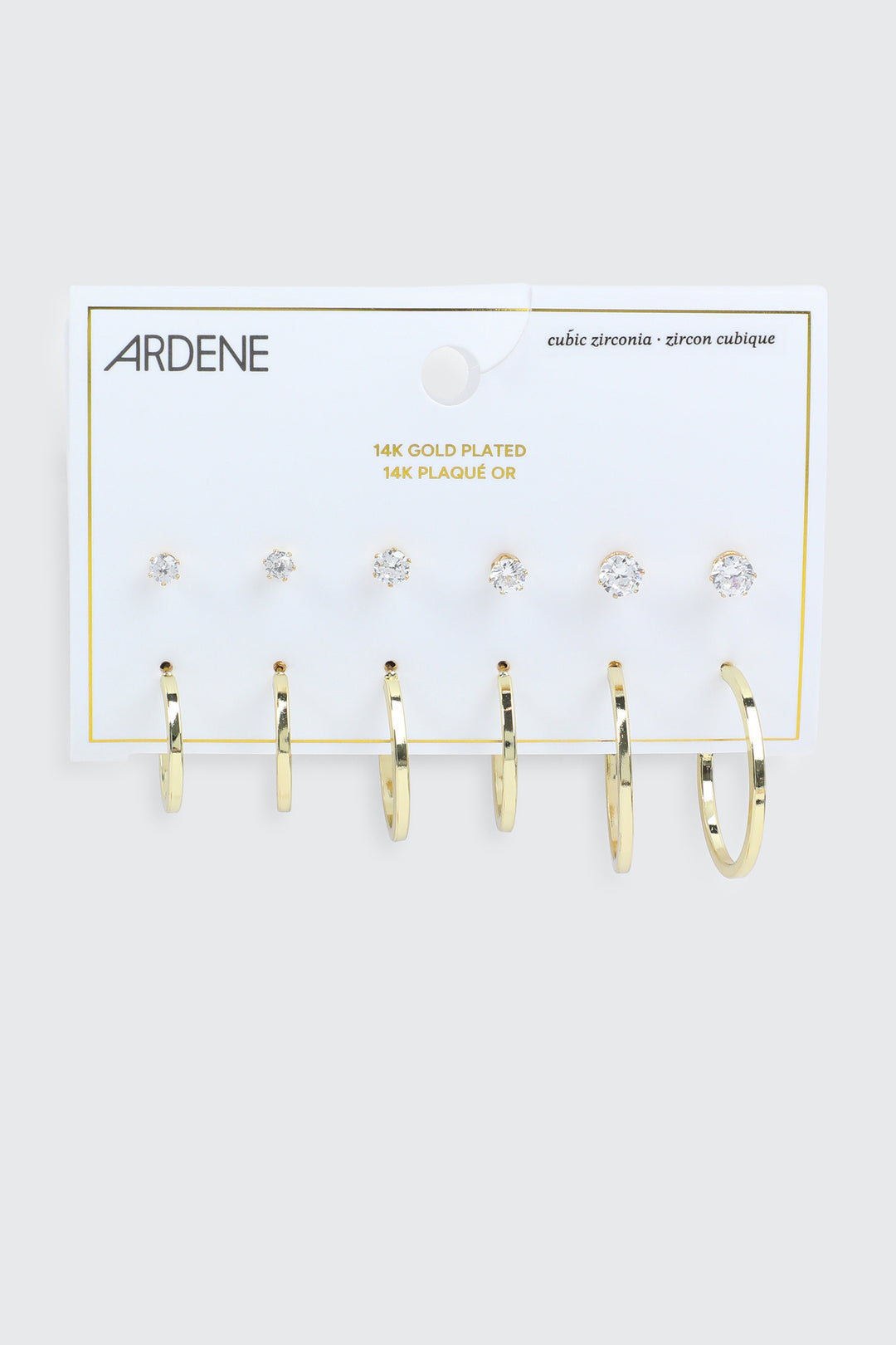 6 paires de boucles d'oreilles plaquées or 14K