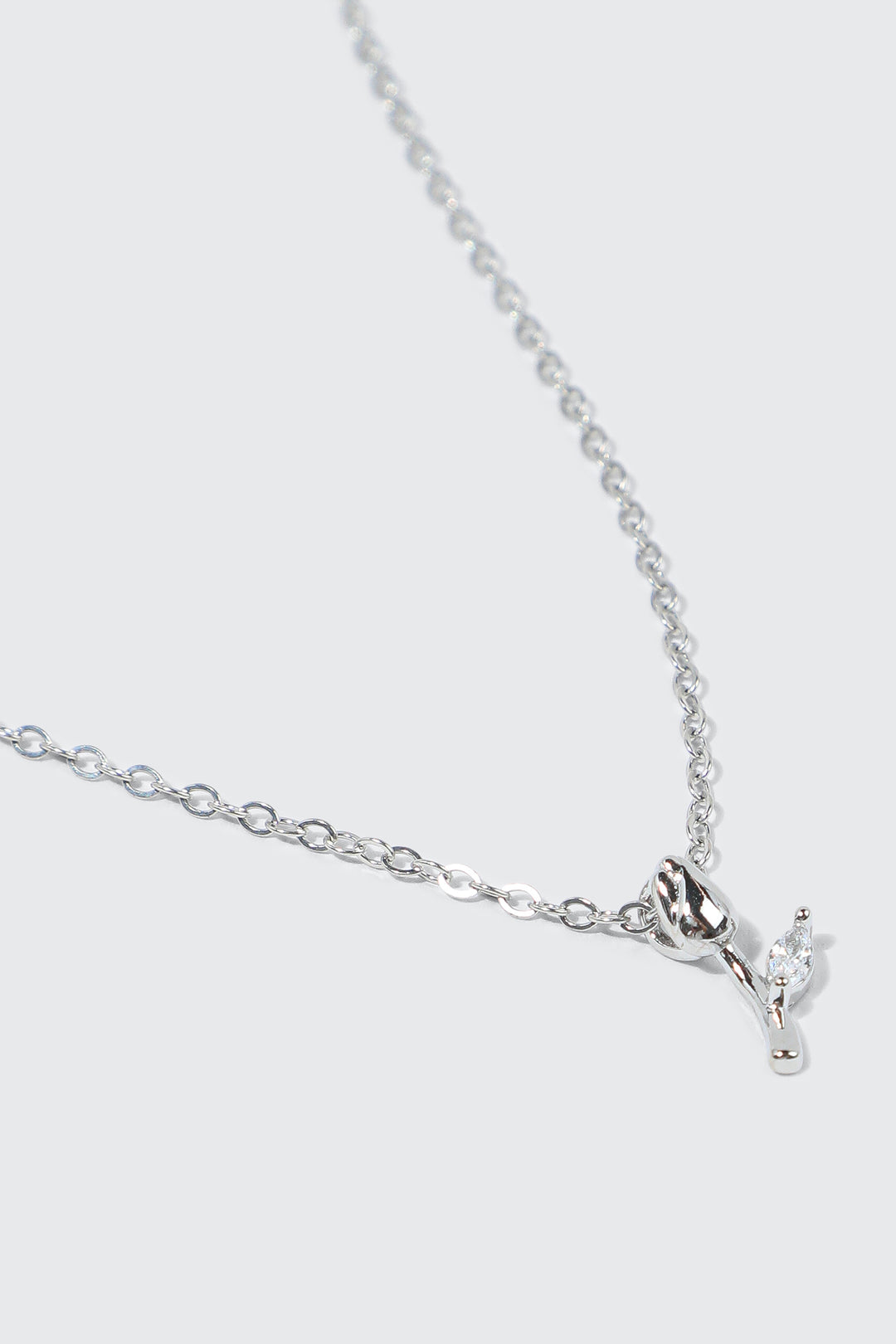 14K White Gold Plated Tulip Necklace