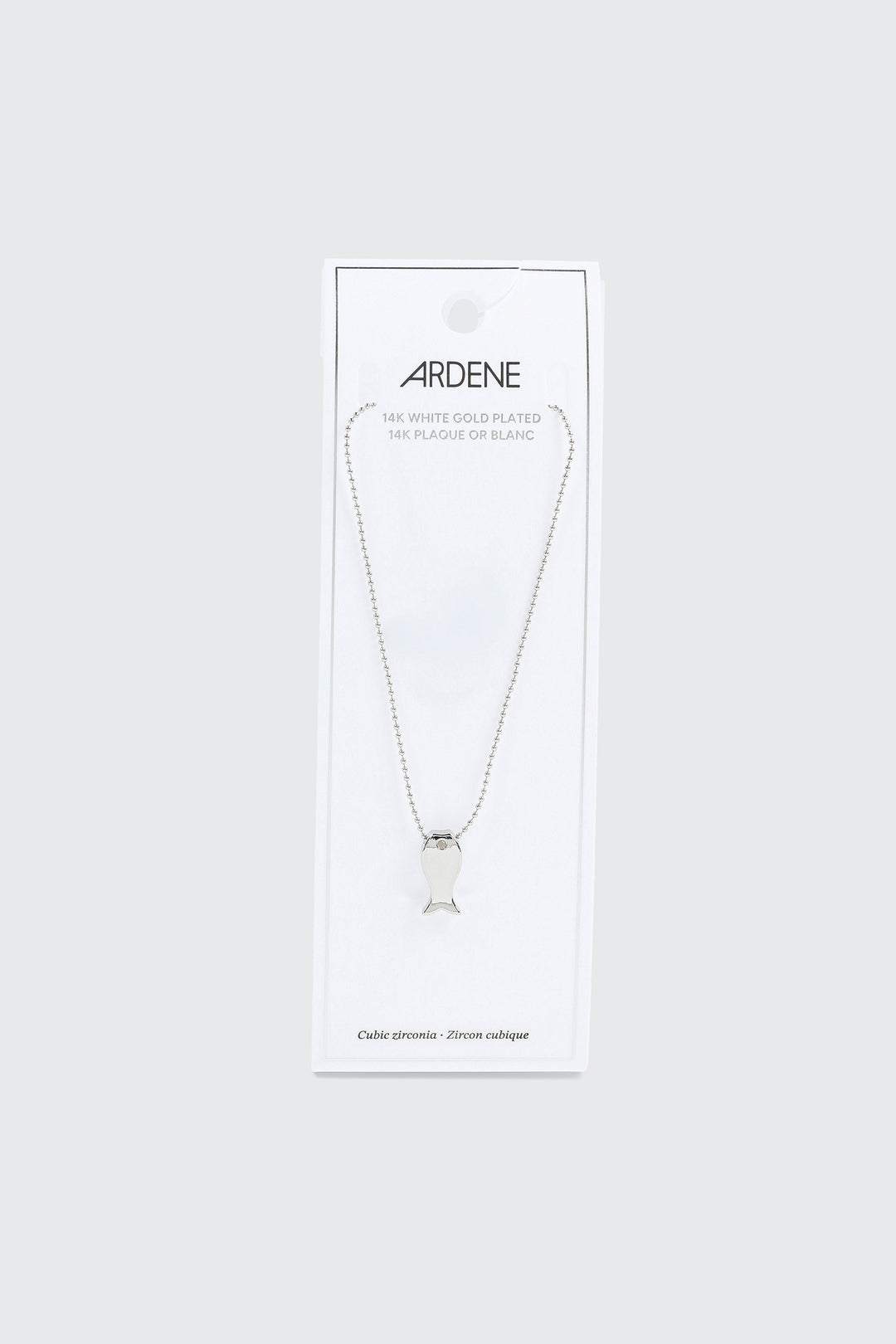 14K White Gold Plated Fish Necklace