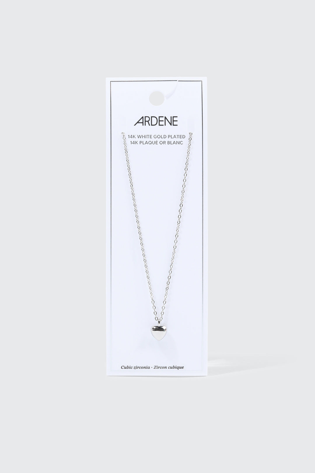 14K White Gold Plated Heart Necklace