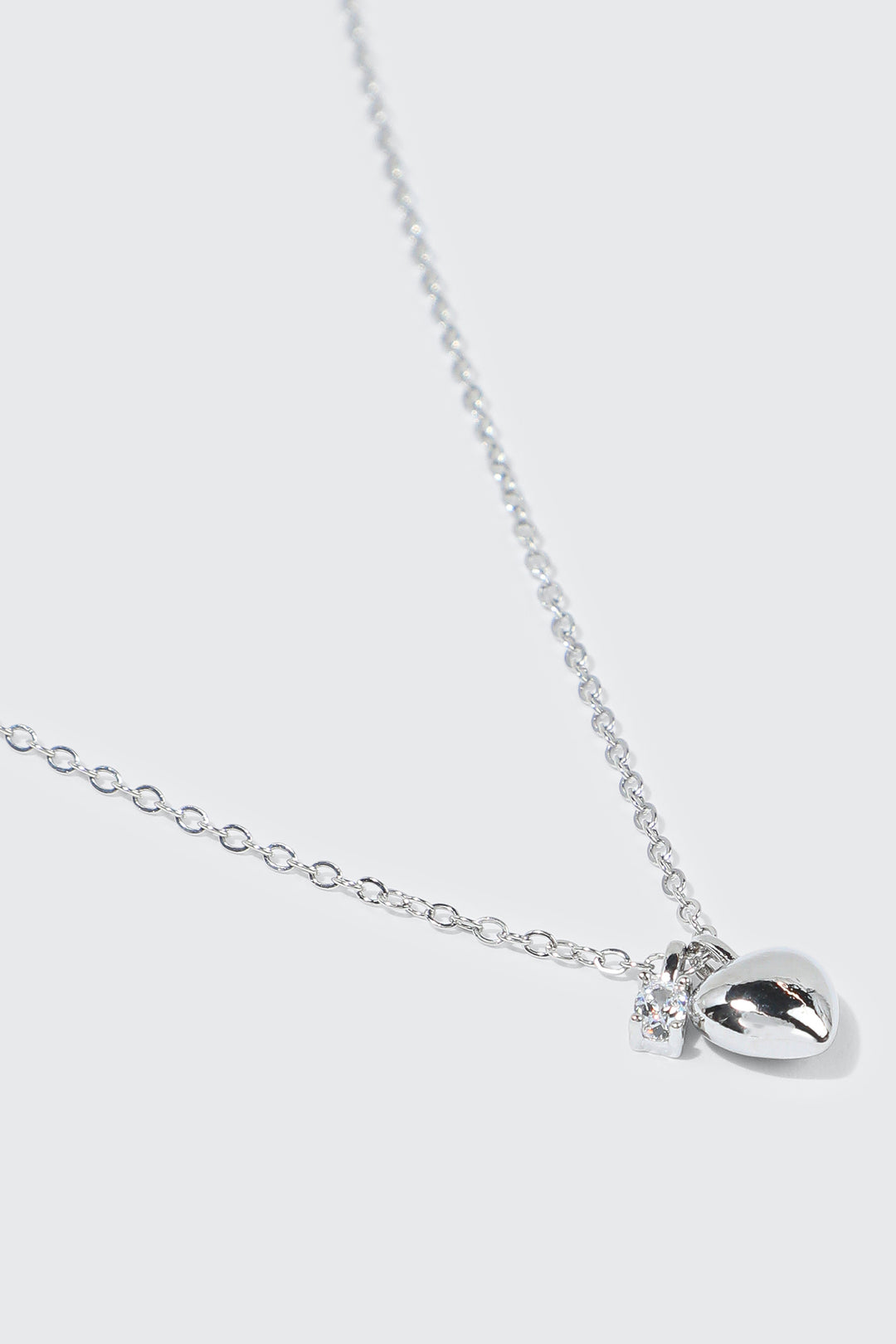 14K White Gold Plated Heart Necklace