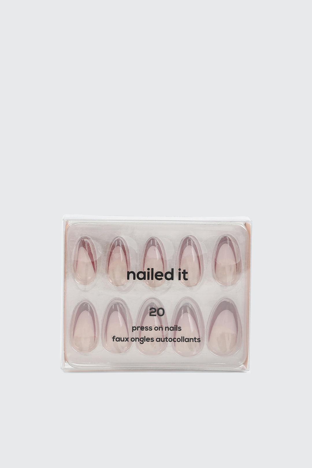 20 Pack French Tip Almond Press On Nails