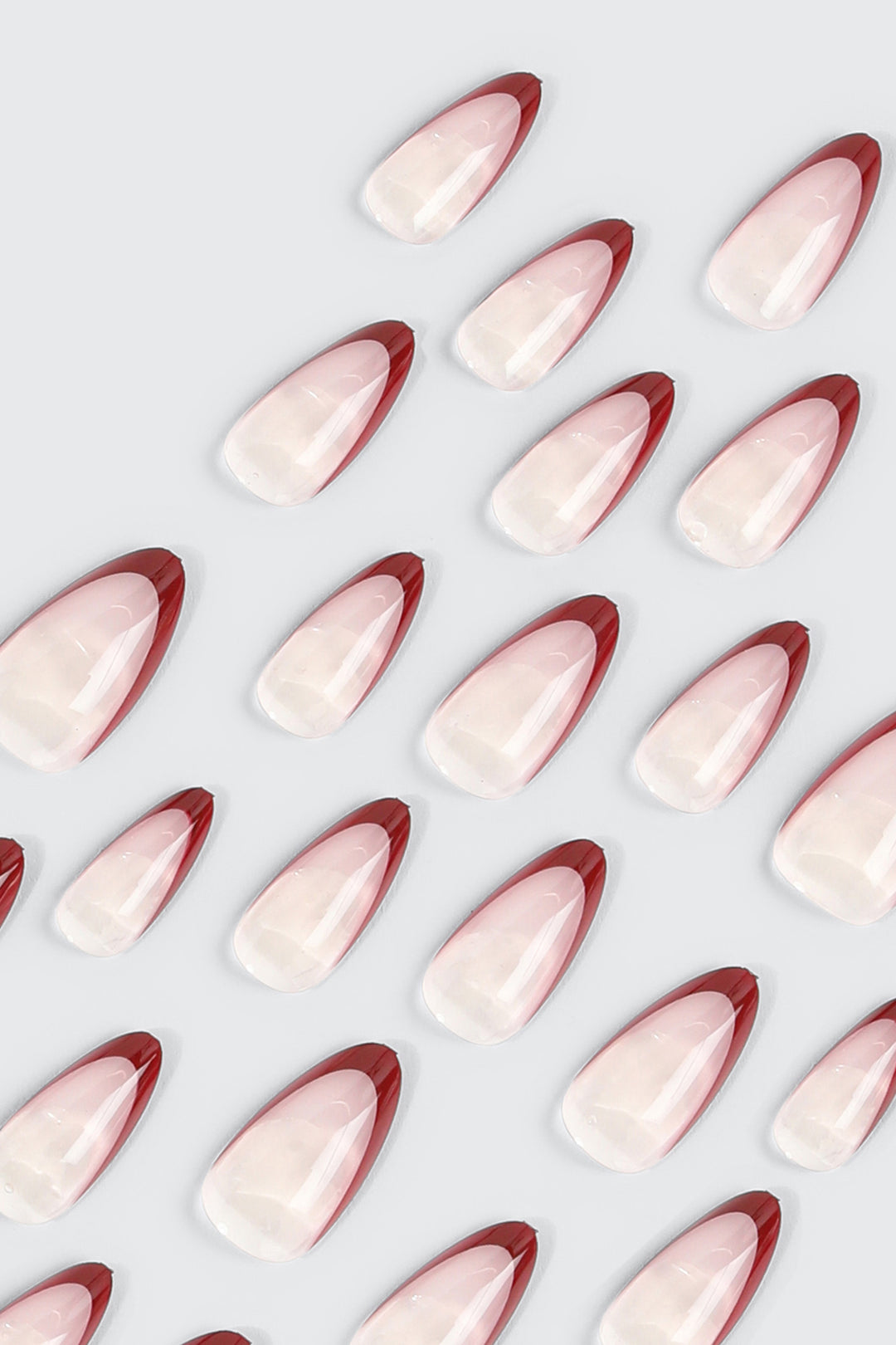 20 Pack French Tip Almond Press On Nails