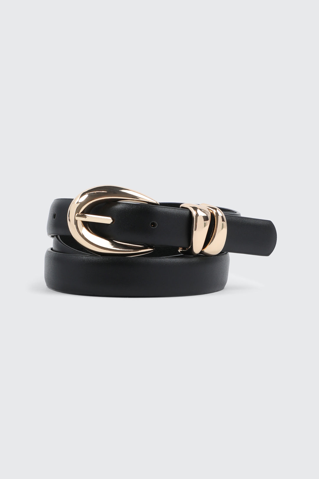 Oval Buckle Belt with Asymmetrical Loops