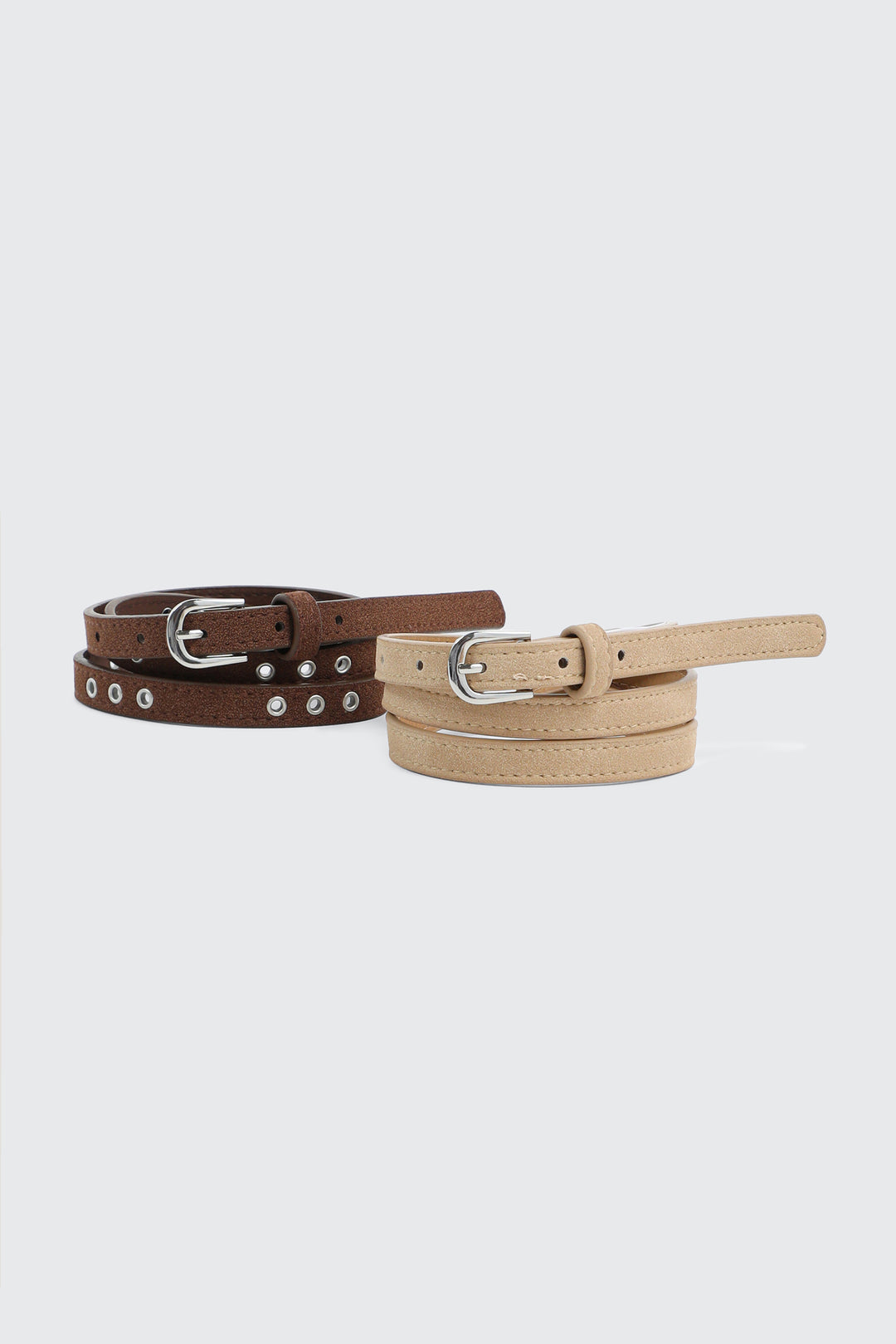 2-Pack Skinny D-Buckle Belt Set