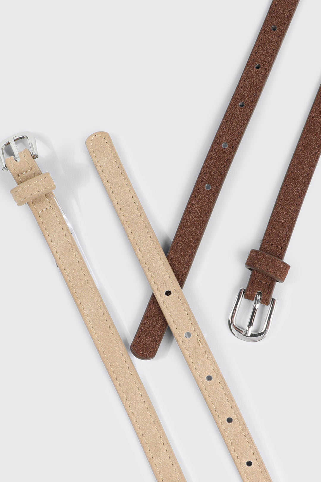 2-Pack Skinny D-Buckle Belt Set