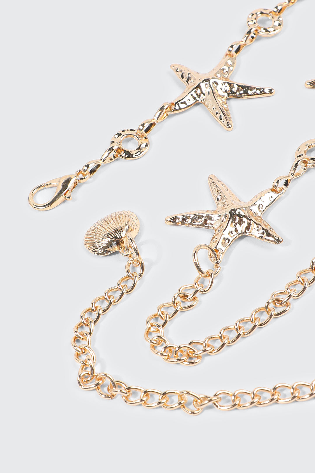 Hammered Metal Starfished Chain Belt