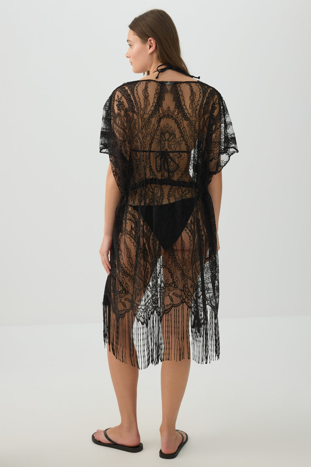 Cache-maillot mi-long à franges