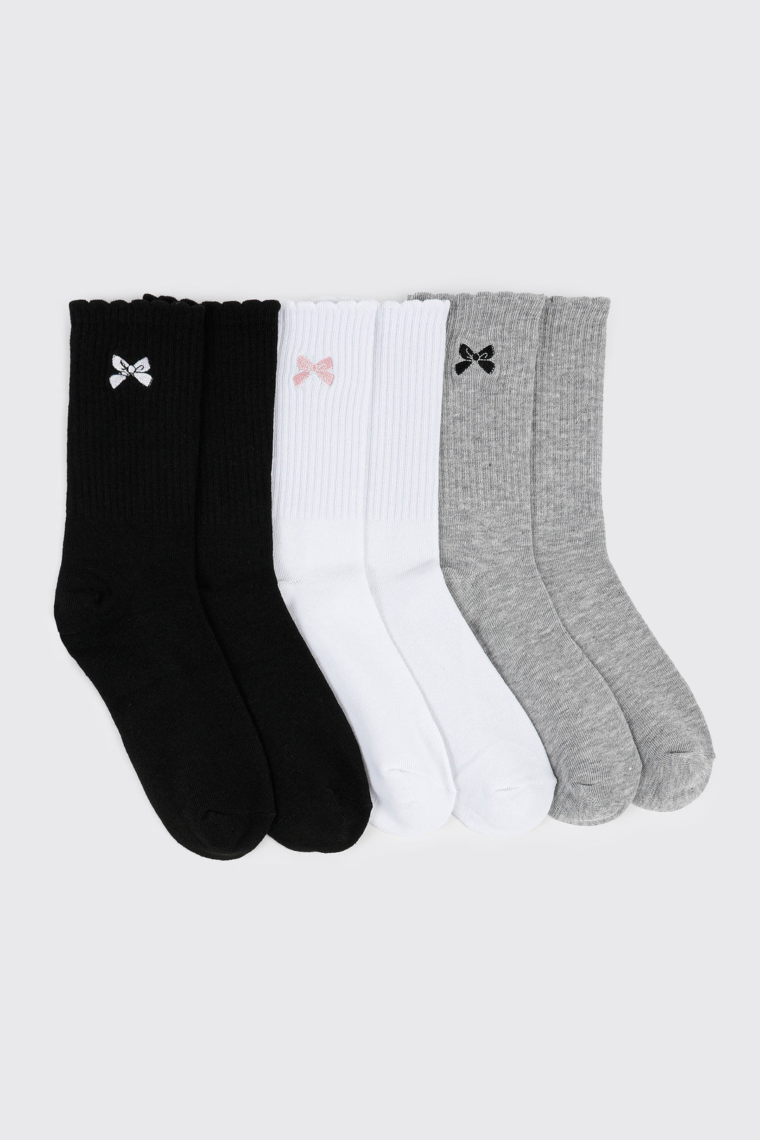 Bow Embroidery Crew Socks