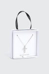 14K White Gold Plated Cross Necklace