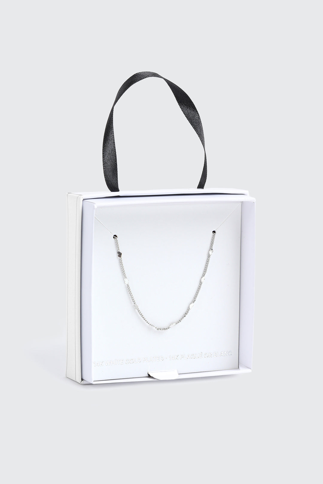 14K White Gold Plated Heart Chain Necklace