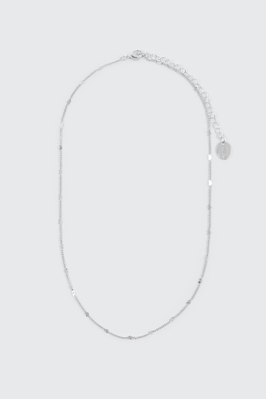 14K White Gold Plated Heart Chain Necklace