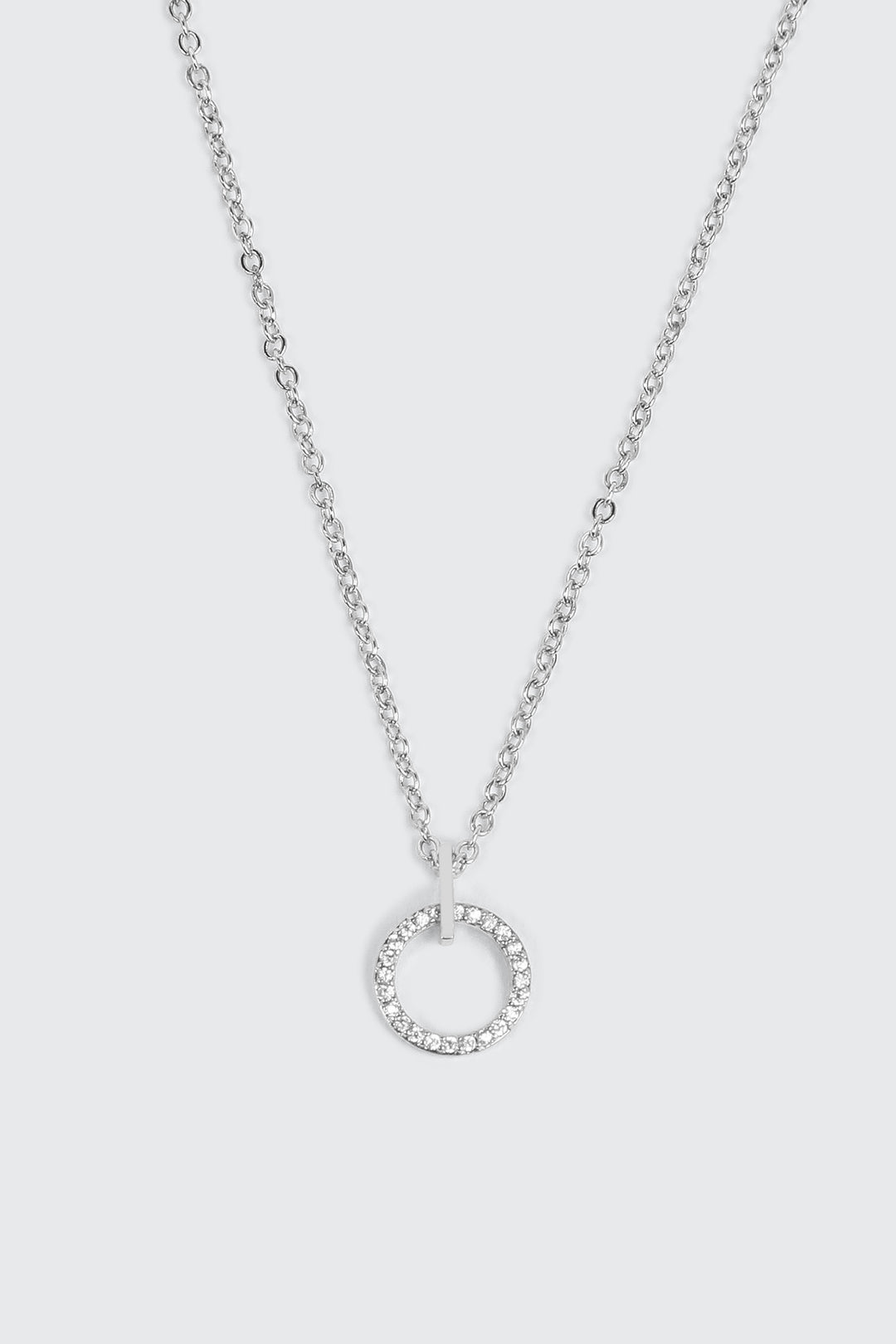 14K White Gold Plated Circle Necklace