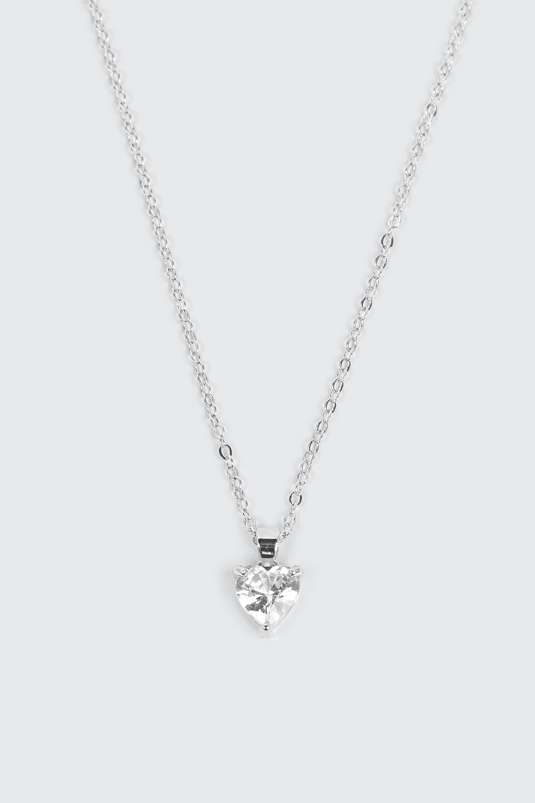 14K White Gold Plated Heart Necklace