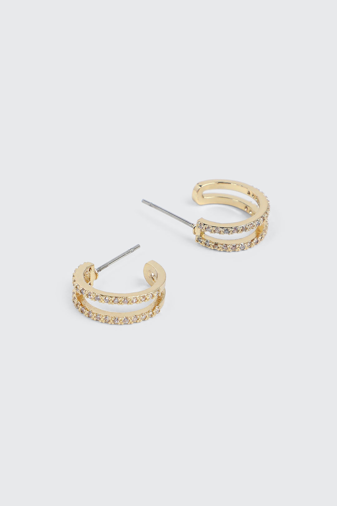 14K Gold Plated Two-Row Hoop Earrings