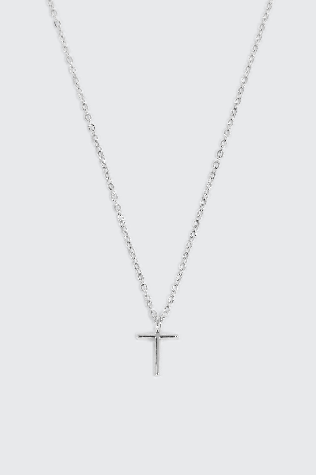 14K White Gold Plated Cross Necklace