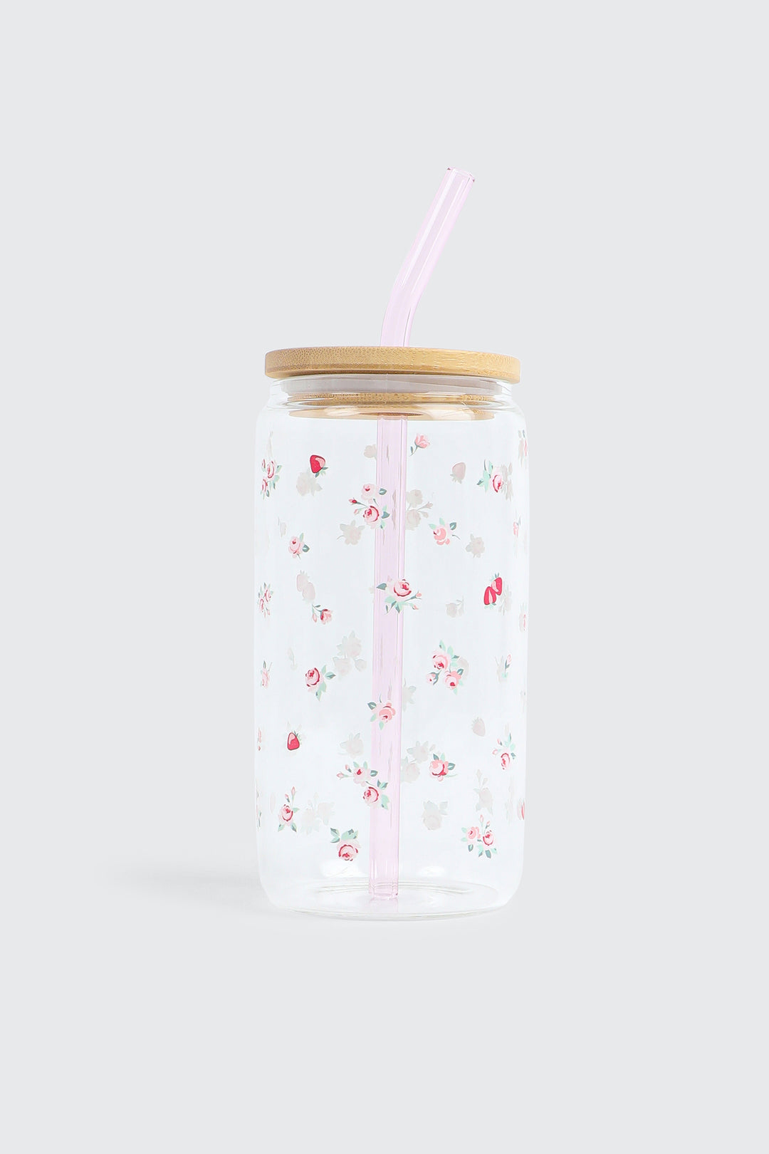 Bouteille en verre à motif de fraises