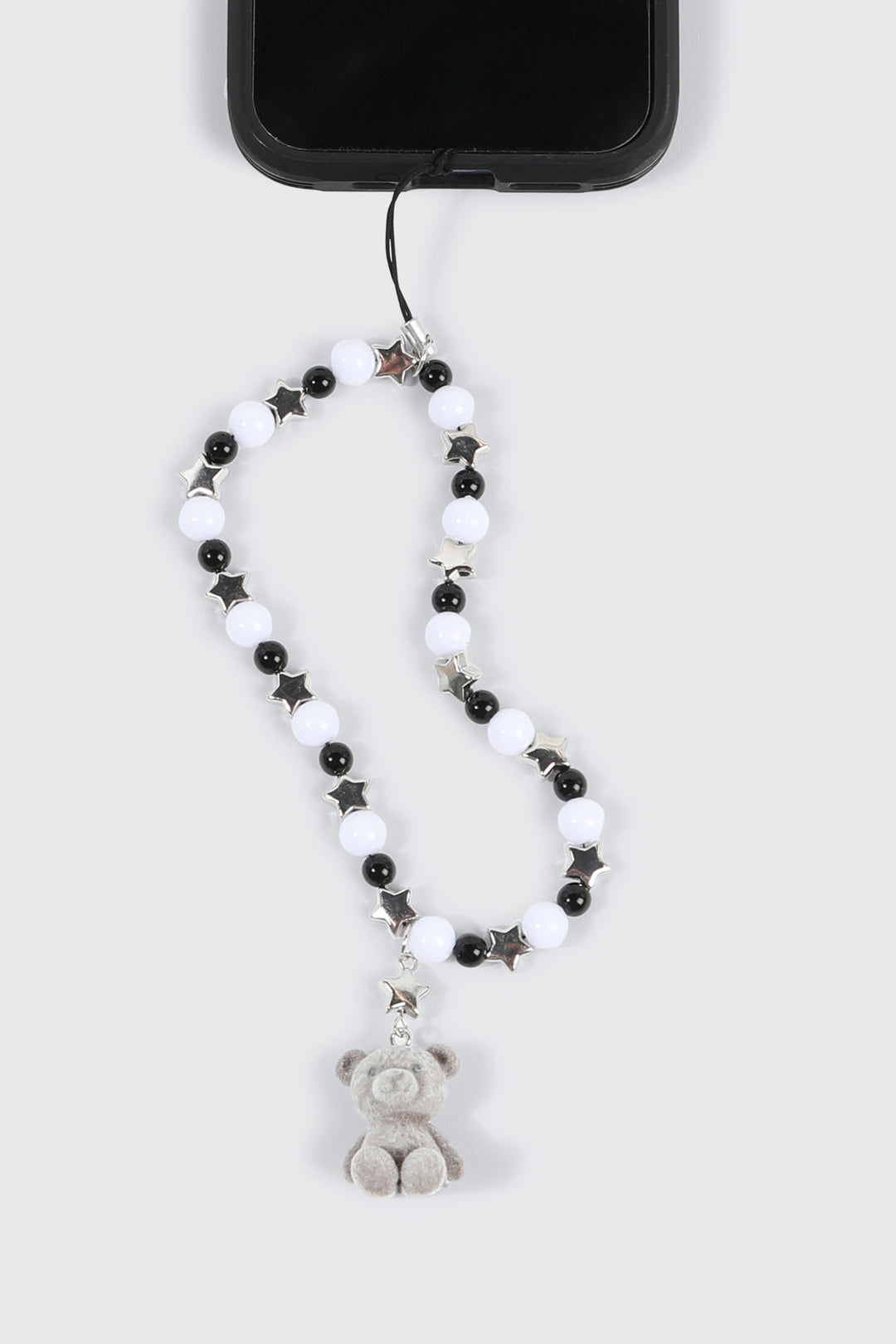 Phone Charm with Beads and Fuzzy Bear