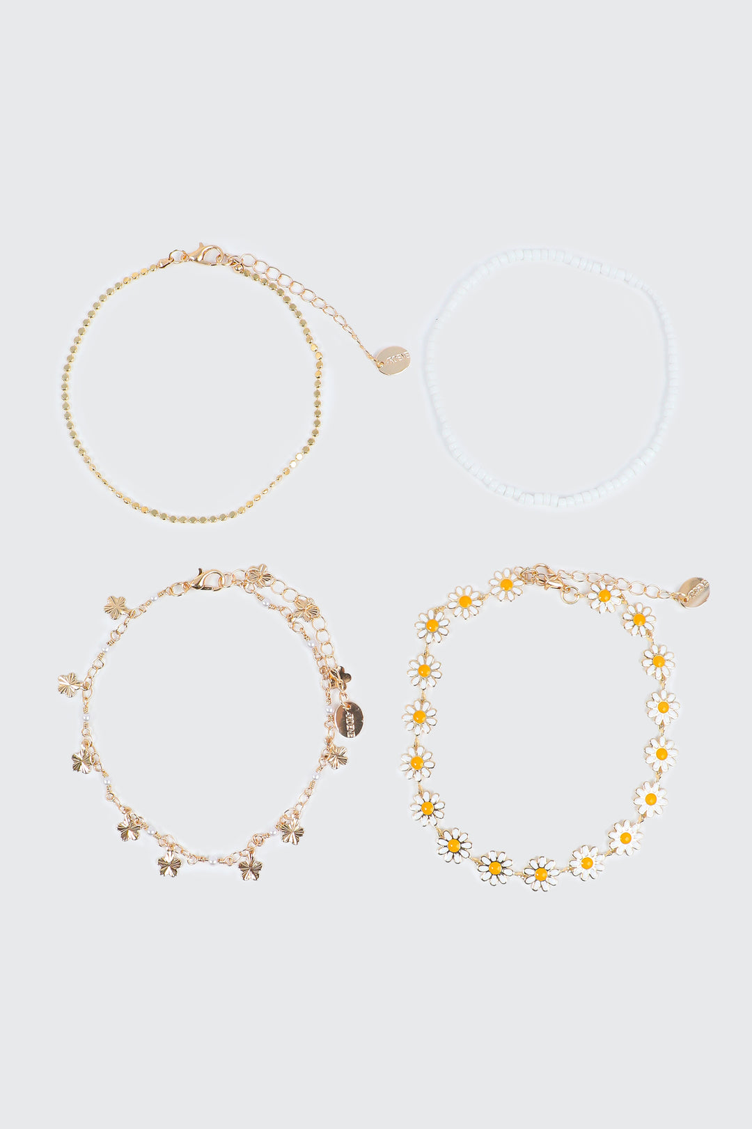 4-Pack Daisy Flower Anklets