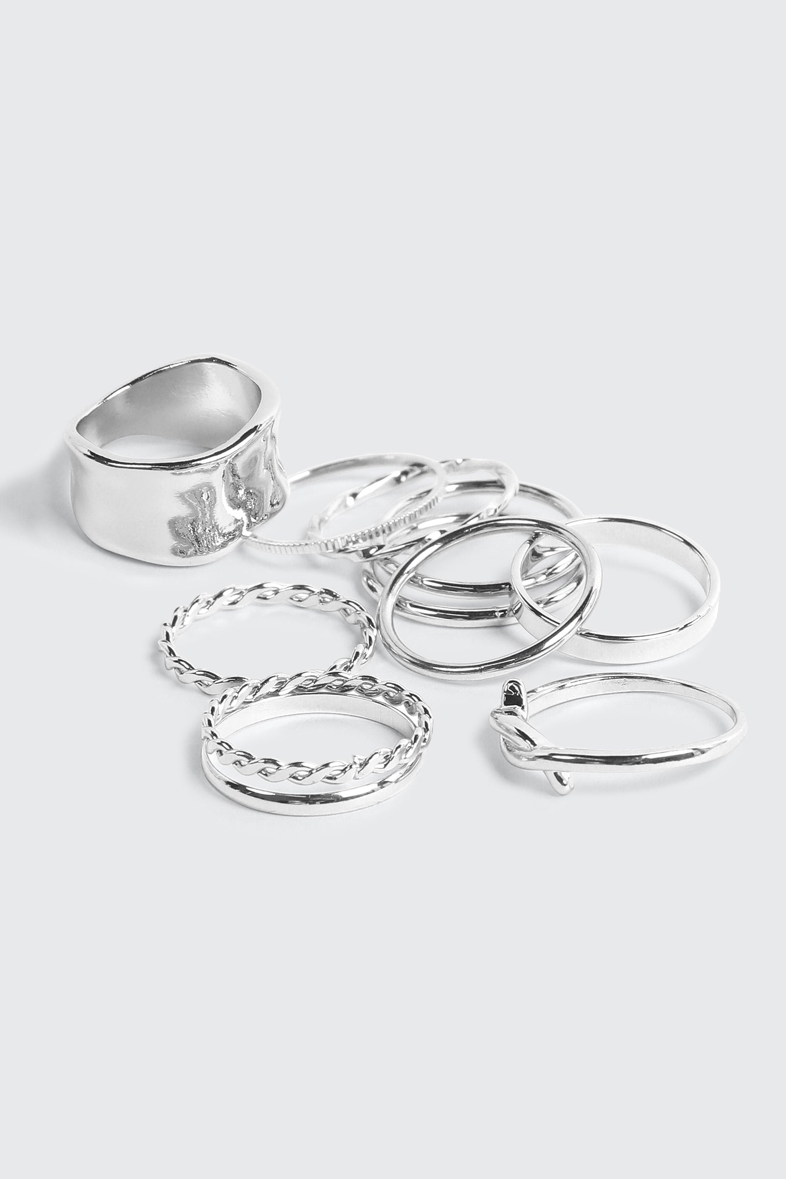 ①Own Light Mix Ring【#Casual】（Silver) 9-Pack Mixed Rings – Ardene