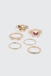 Lot de 6 bagues papillons