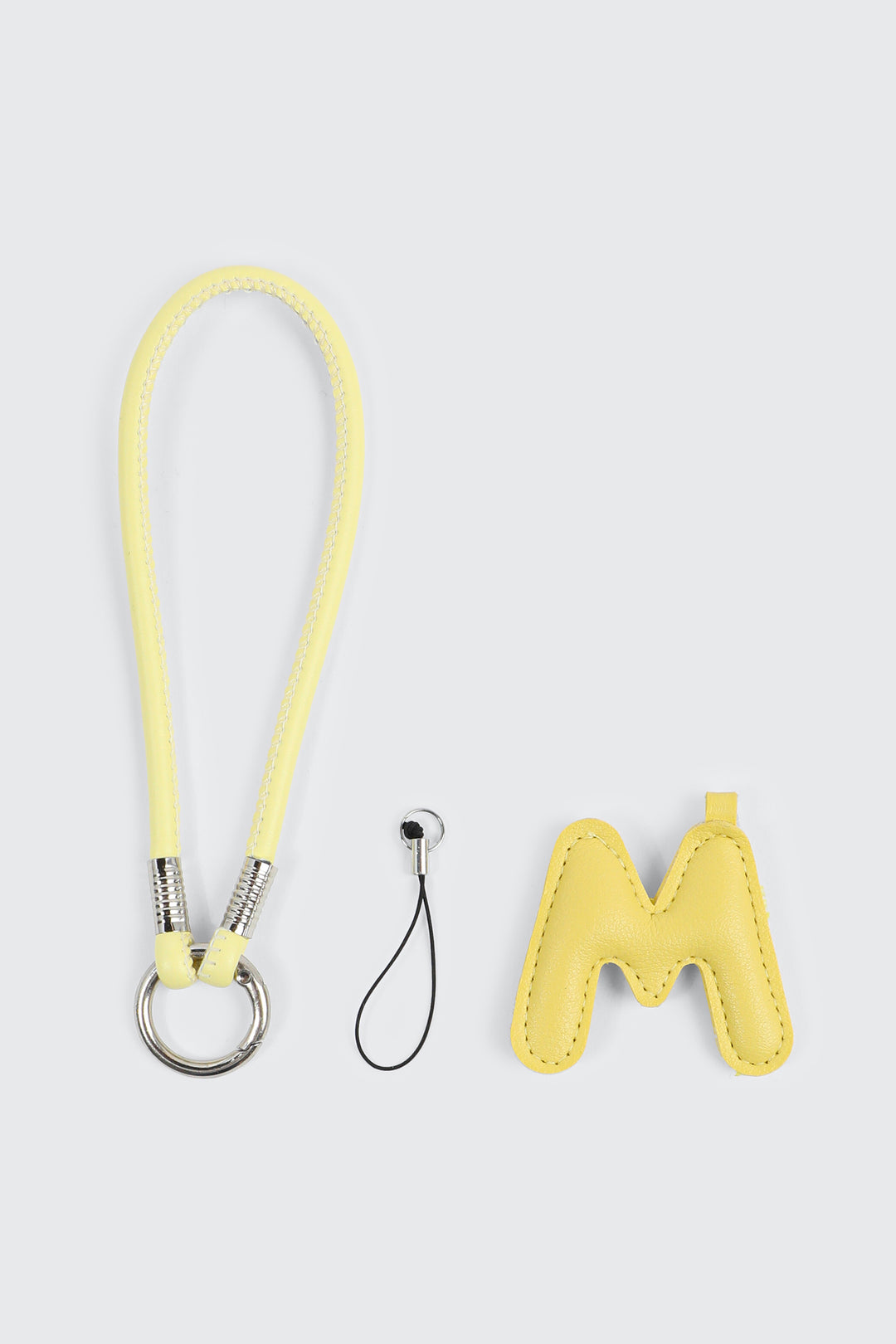 Yellow Initial M Faux Leather Charm with Wristlet