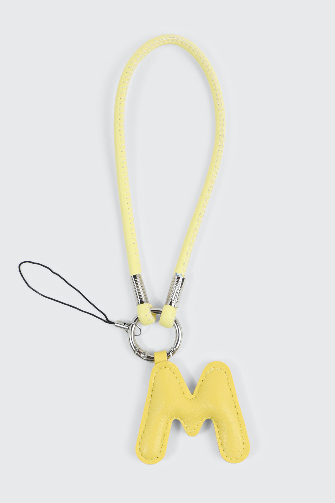 Yellow Initial M Faux Leather Charm with Wristlet
