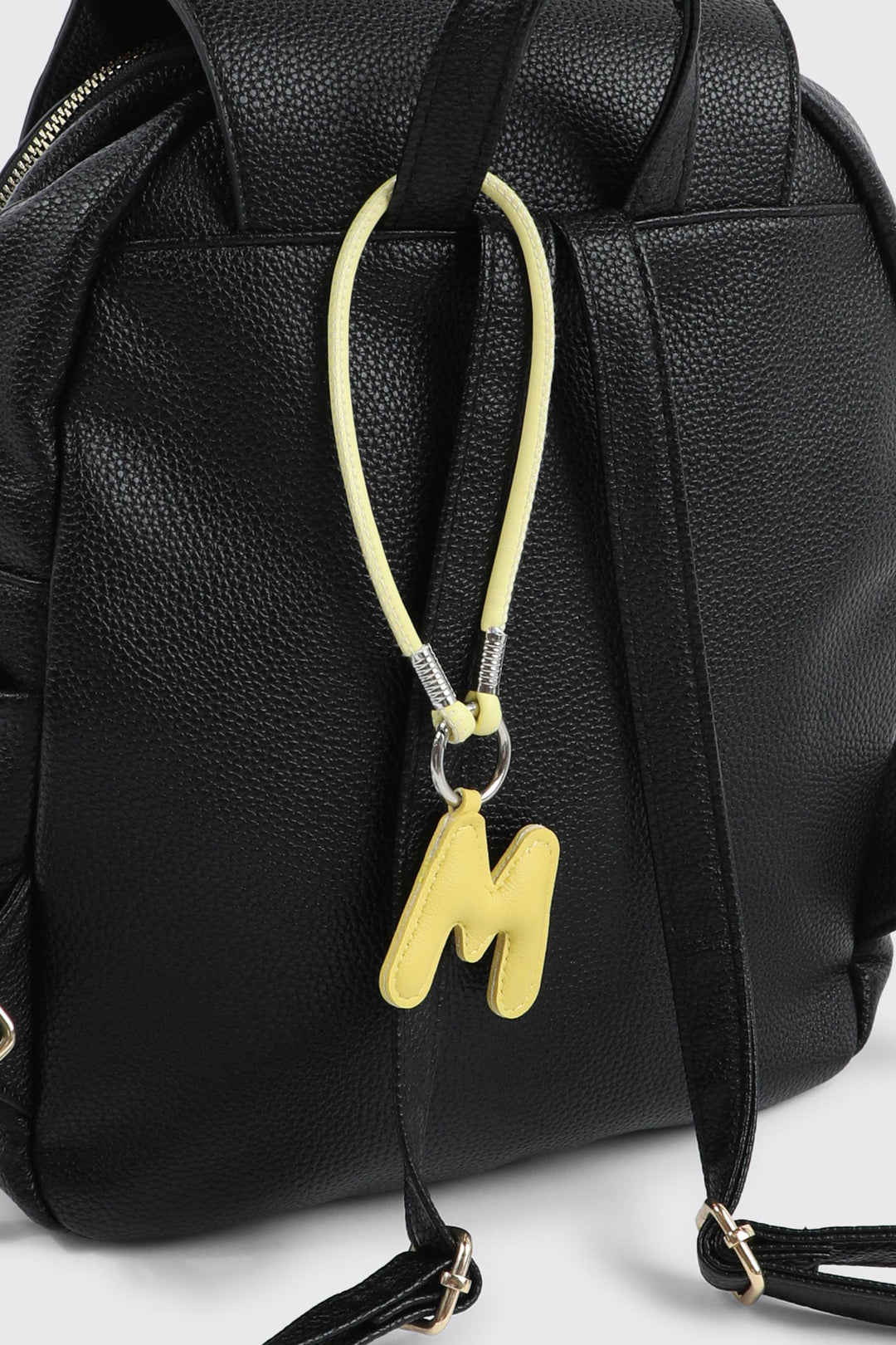 Yellow Initial M Faux Leather Charm with Wristlet
