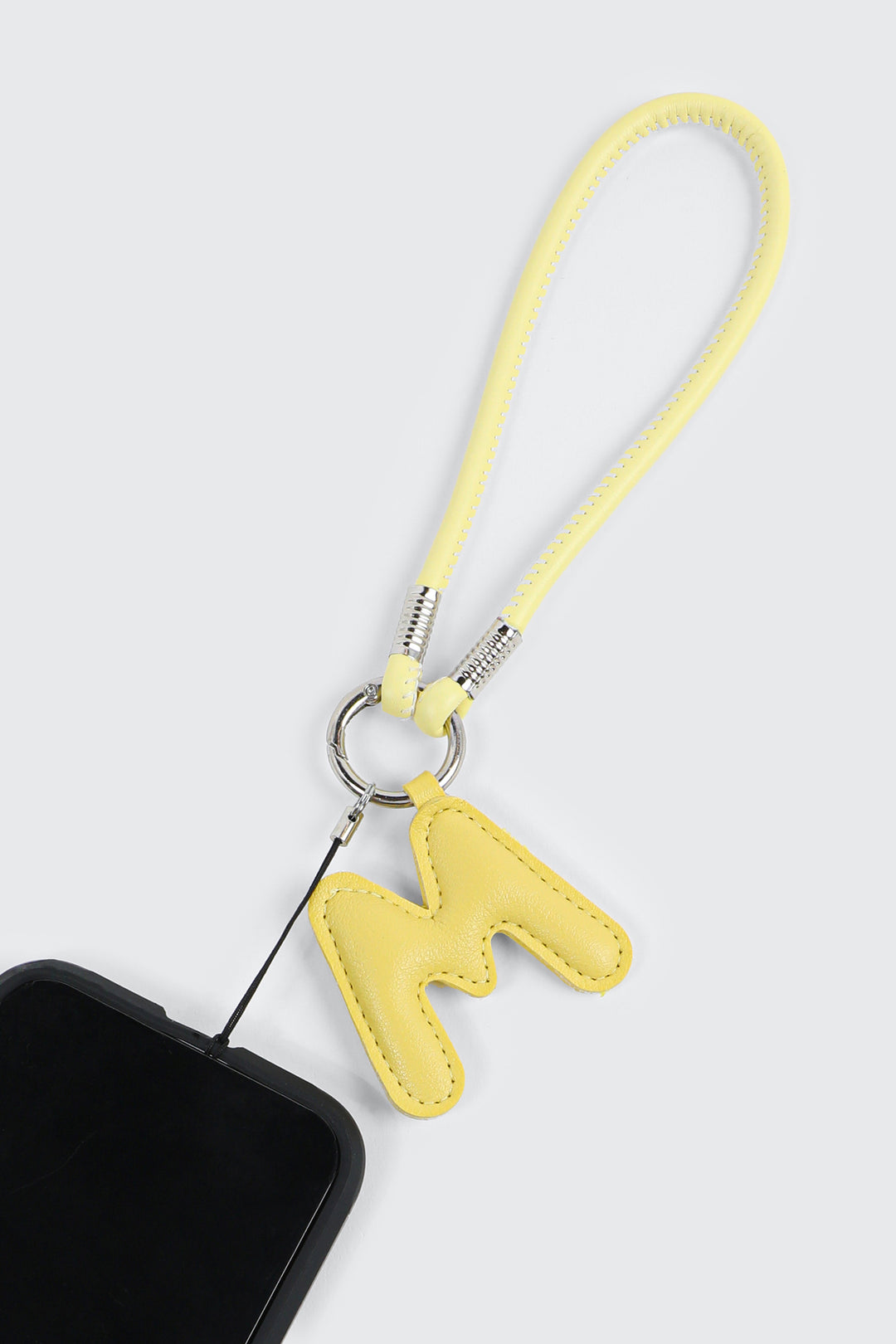 Yellow Initial M Faux Leather Charm with Wristlet