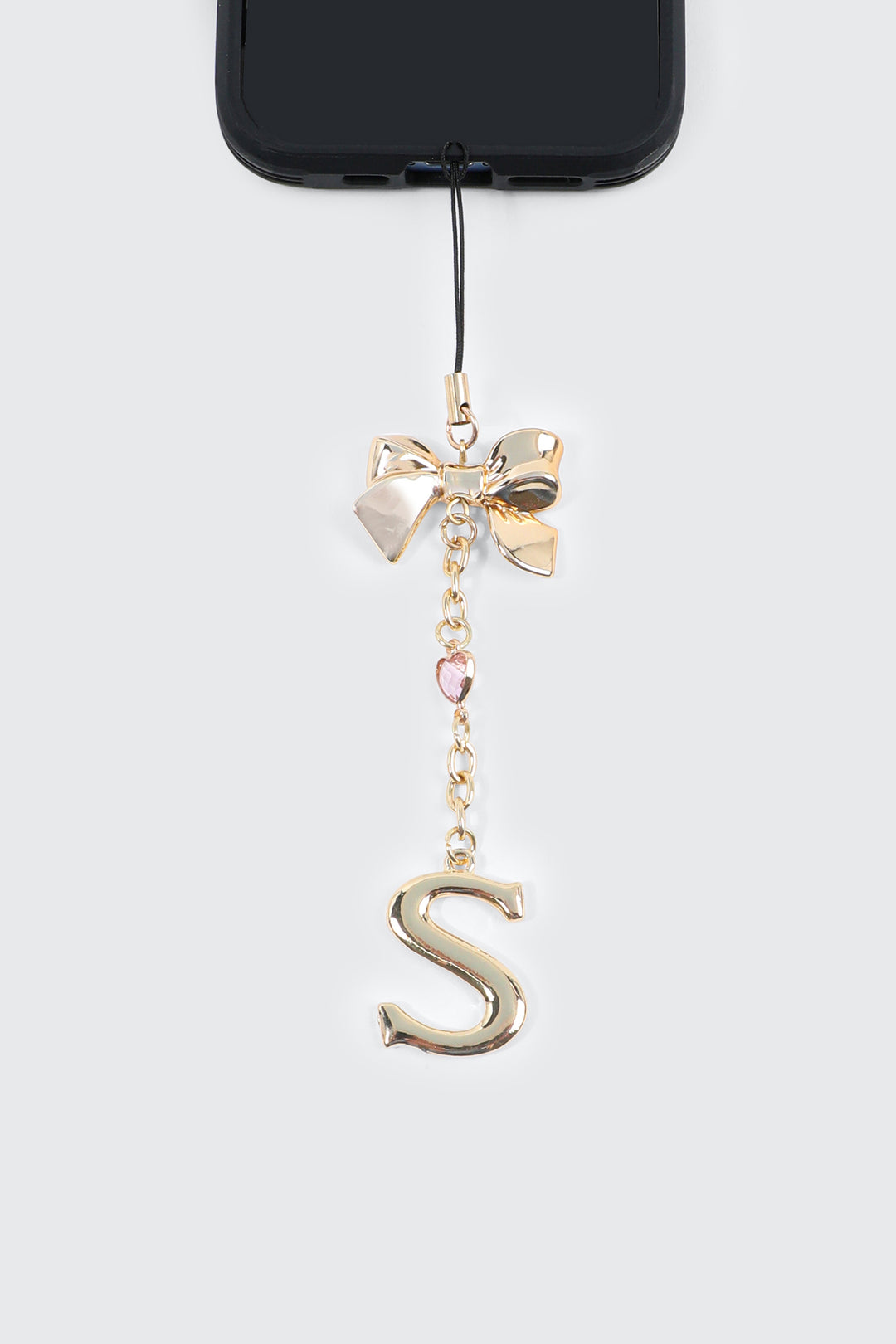 Shiny Letter S Phone Charm with Bow