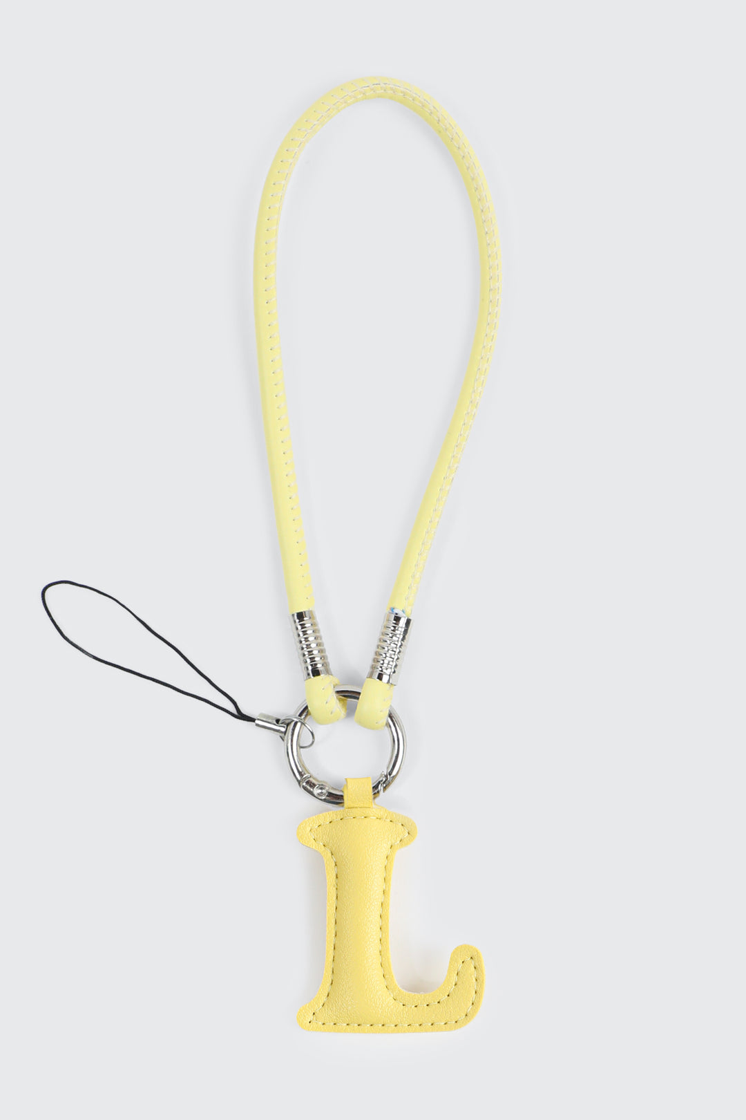Yellow Initial L Faux Leather Charm with Wristlet