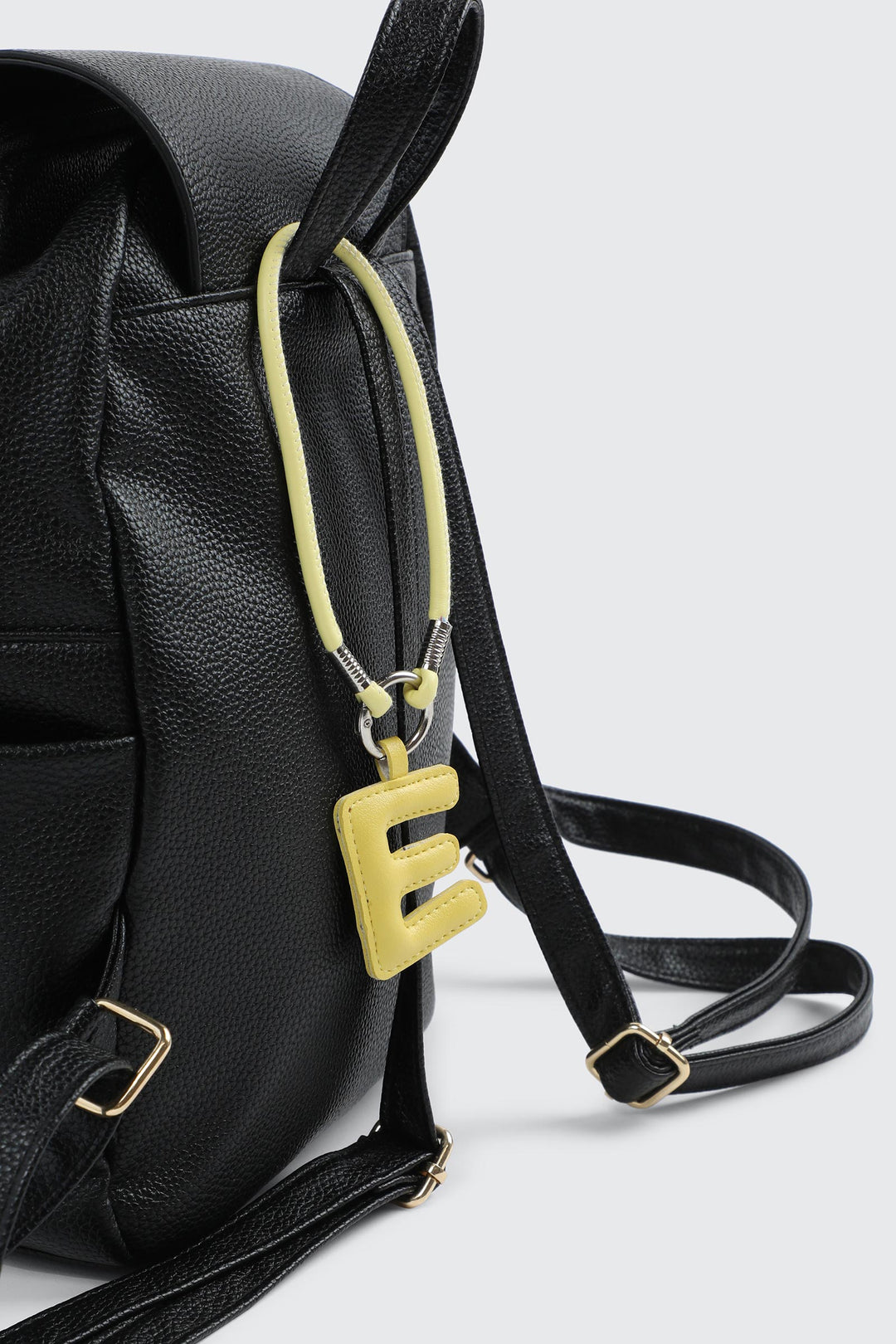 Yellow Initial E Faux Leather Charm with Wristlet