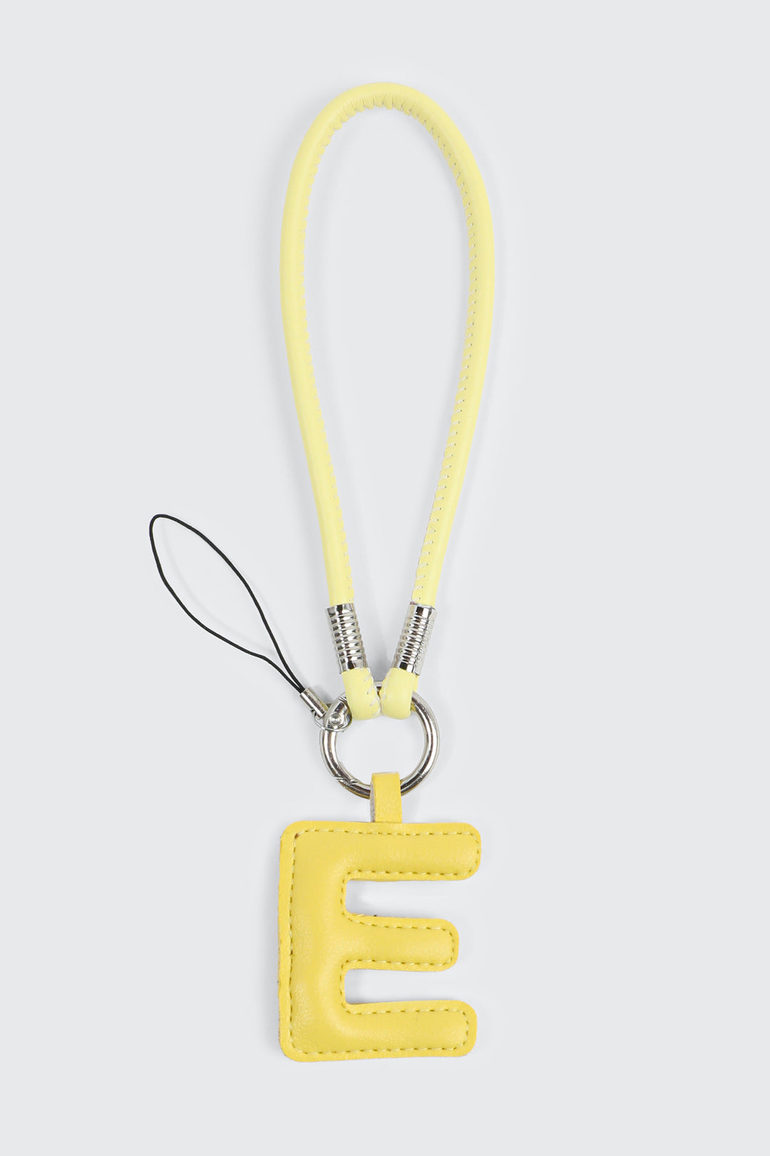 Yellow Initial E Faux Leather Charm with Wristlet
