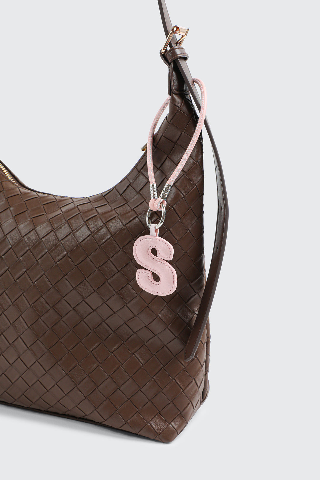 Pink Initial S Faux Leather Charm with Wristlet