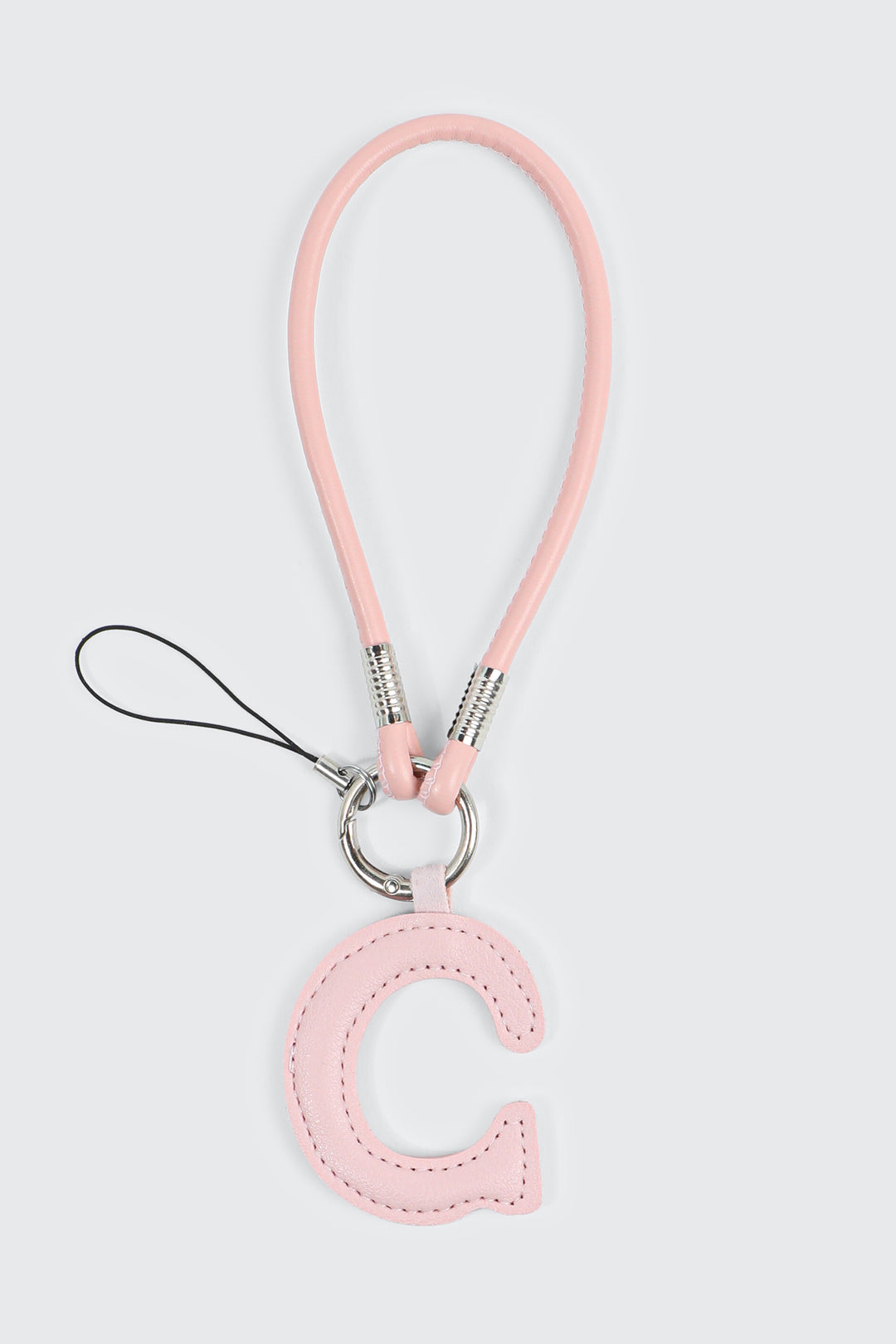 Pink Initial C Faux Leather Charm with Wristlet
