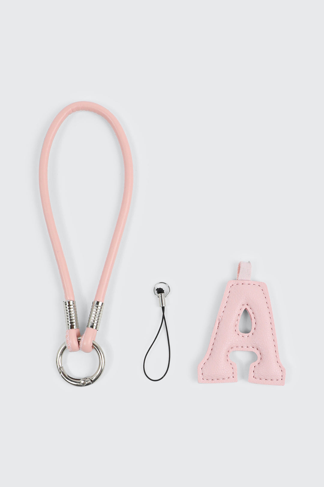 Pink Initial A Faux Leather Charm with Wristlet