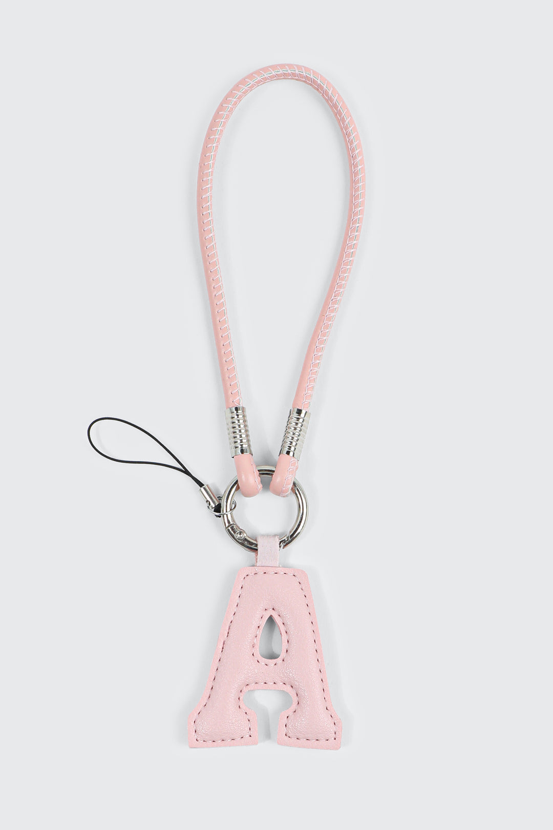 Pink Initial A Faux Leather Charm with Wristlet