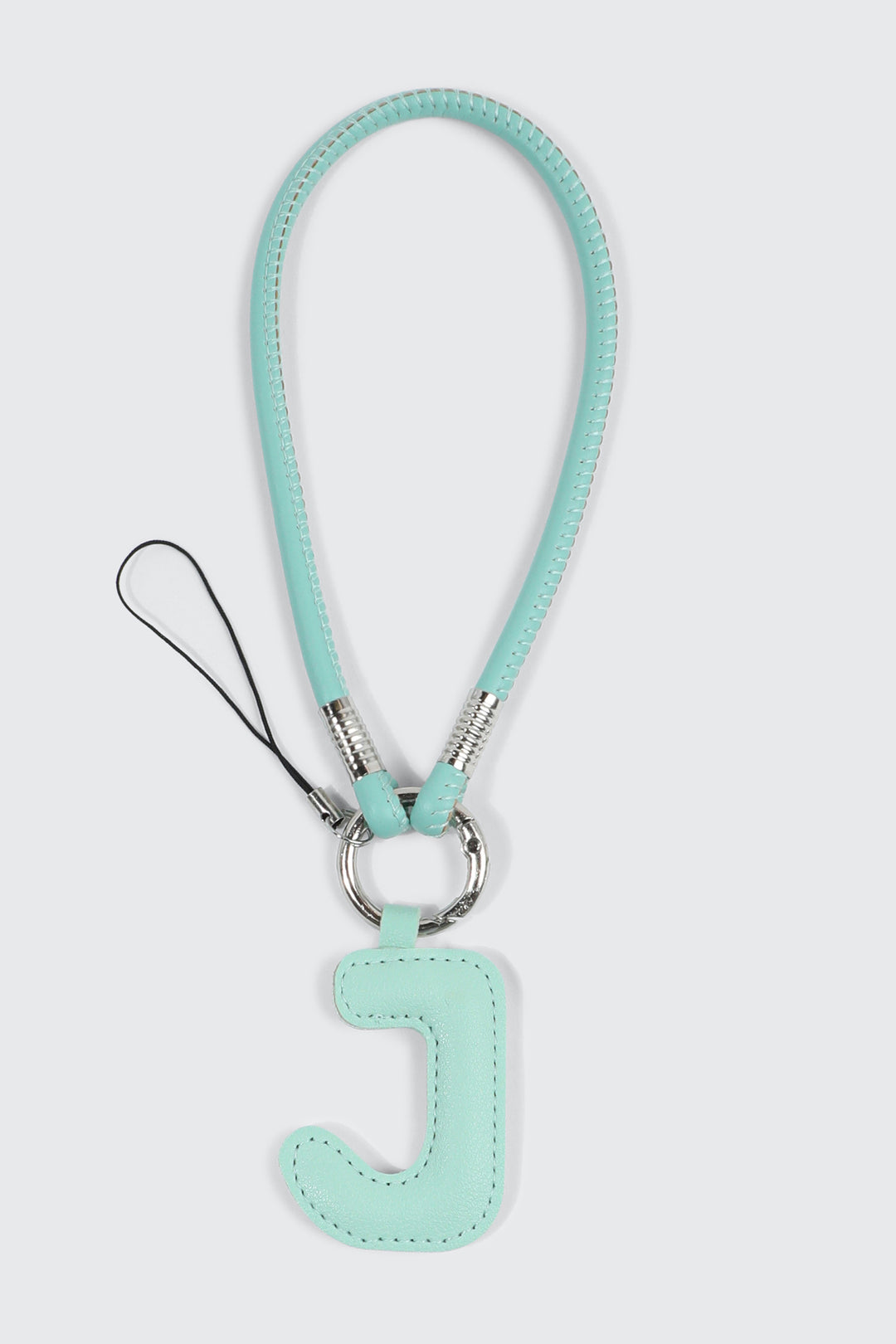 Green Initial J Faux Leather Charm with Wristlet