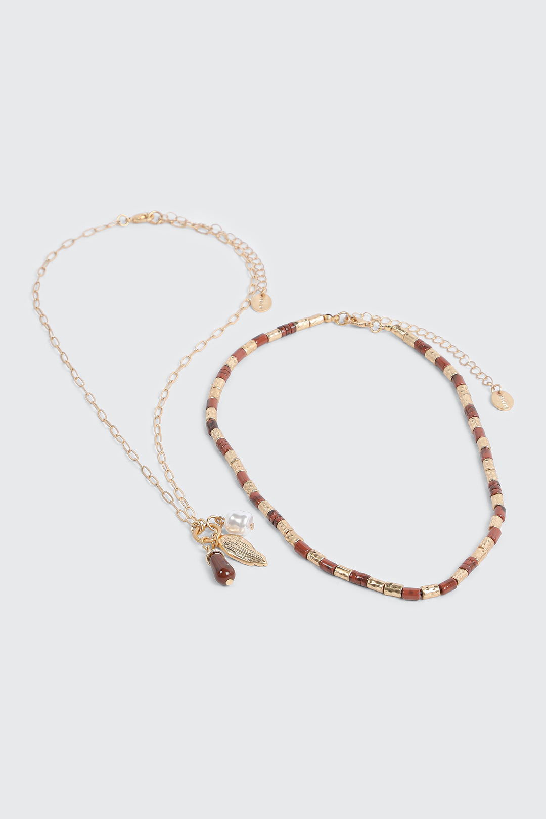 2-Pack Beaded Charm Necklace Set