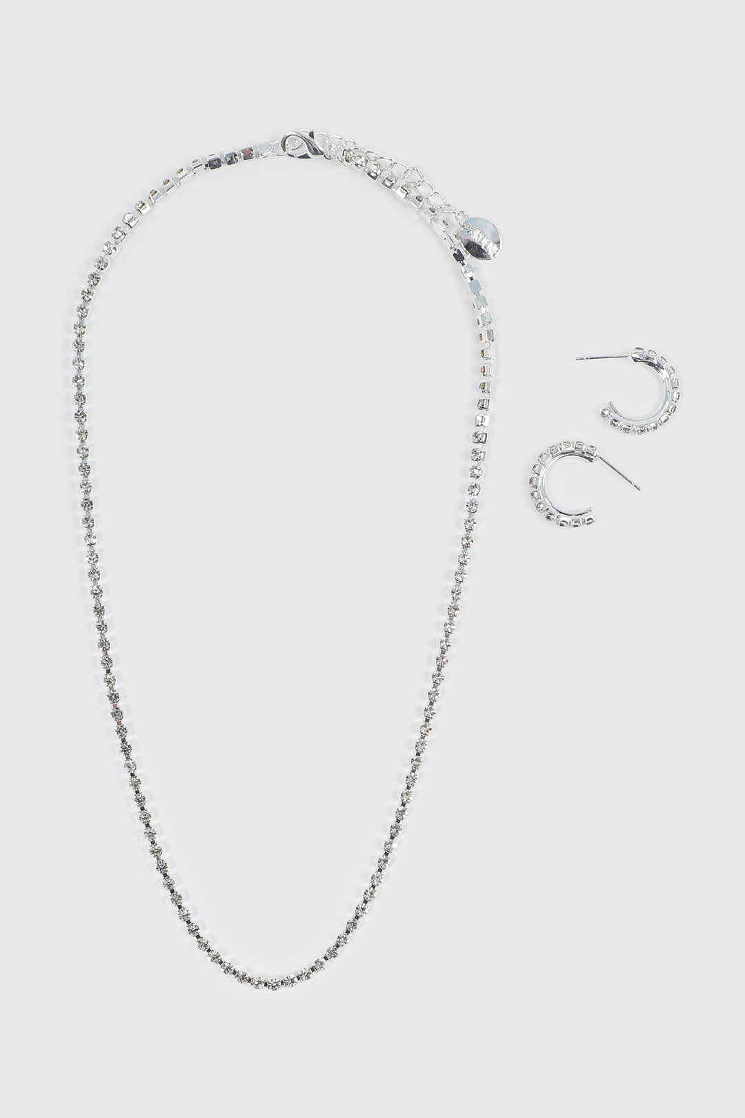 Rhinestone Tennis Necklace & Earrings