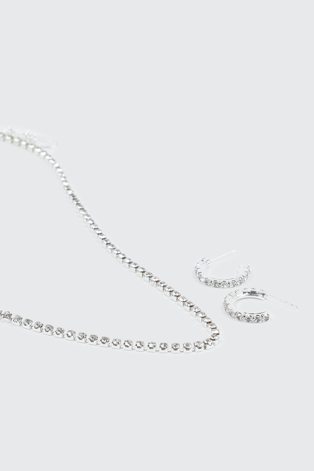 Rhinestone Tennis Necklace & Earrings